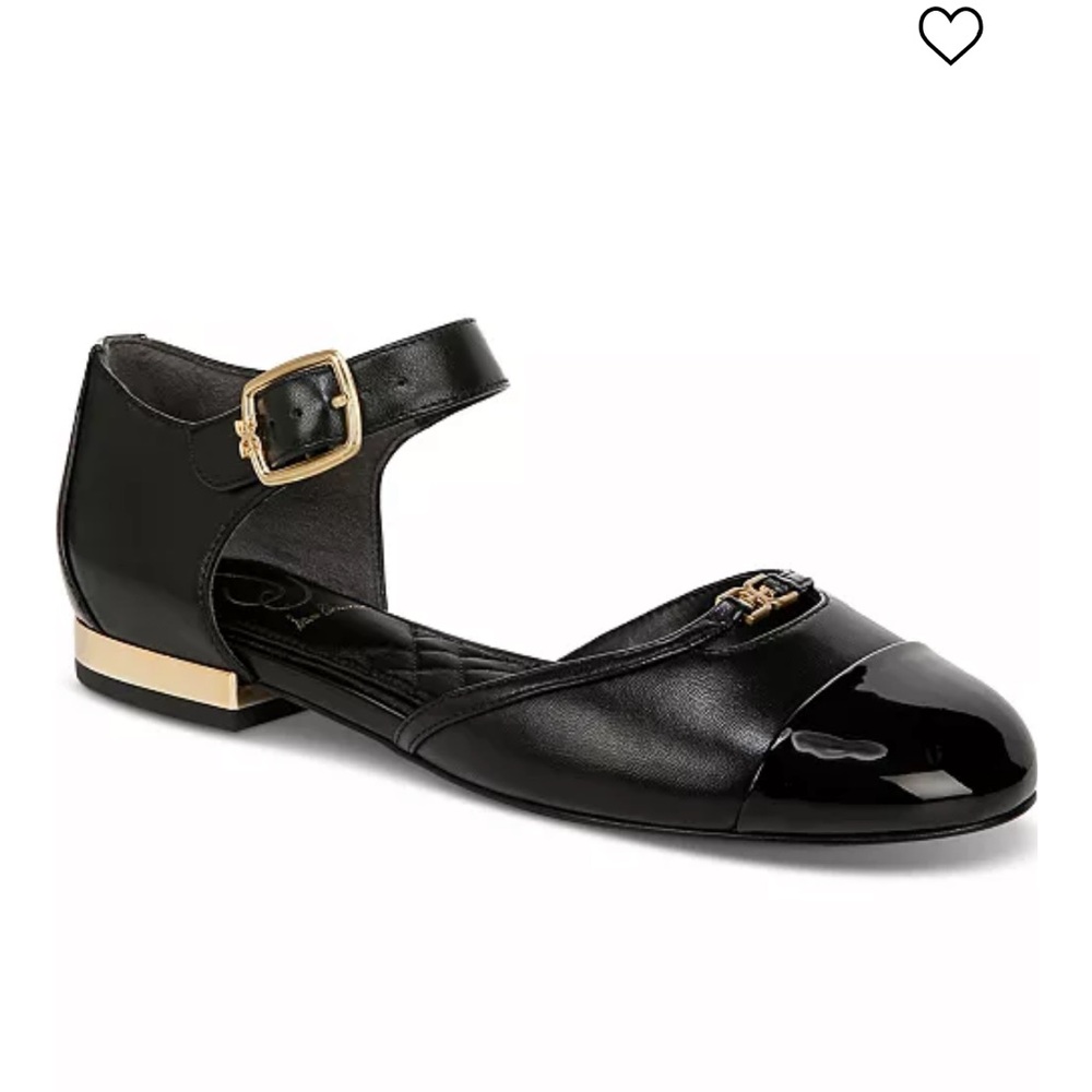 Sam Edelman Cap Toe MaryJane -Black Flats with Gold Accents
